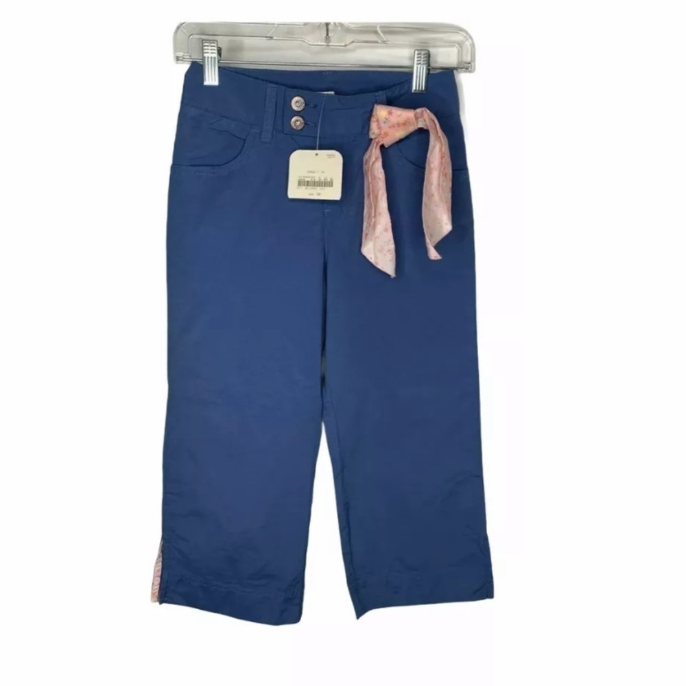 New CRB Girls Pants Size 10 Blue Floral Tie